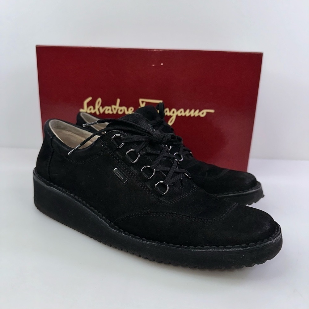 Salvatore Ferragamo Women’s Black Suede Burton Oxford Dress Shoes Size 7.5AA
